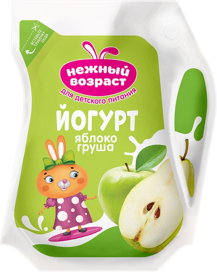 Йогурт Нежный возраст яблоко и груша 1.5% 200г
