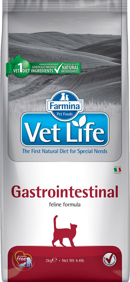 Сухой корм для кошек Farmina Vet Life Cat Gastrointestinal диетический с курицей при заболеваниях ЖКТ 2кг