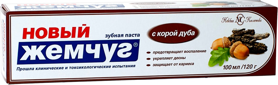 Зубная паста Новый жемчуг с корой дуба 100мл от Vprok.ru