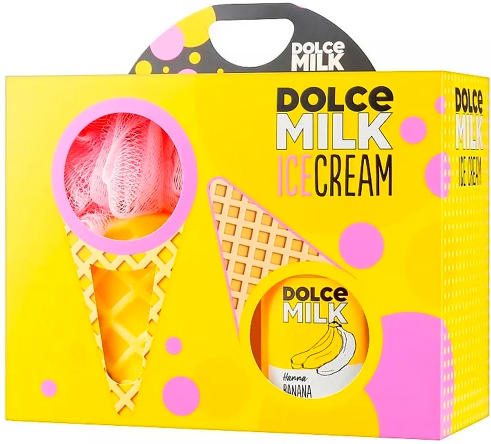 Подарочный набор Dolce Milk Мочалка ice cream и гель для душа банан 300мл 524₽