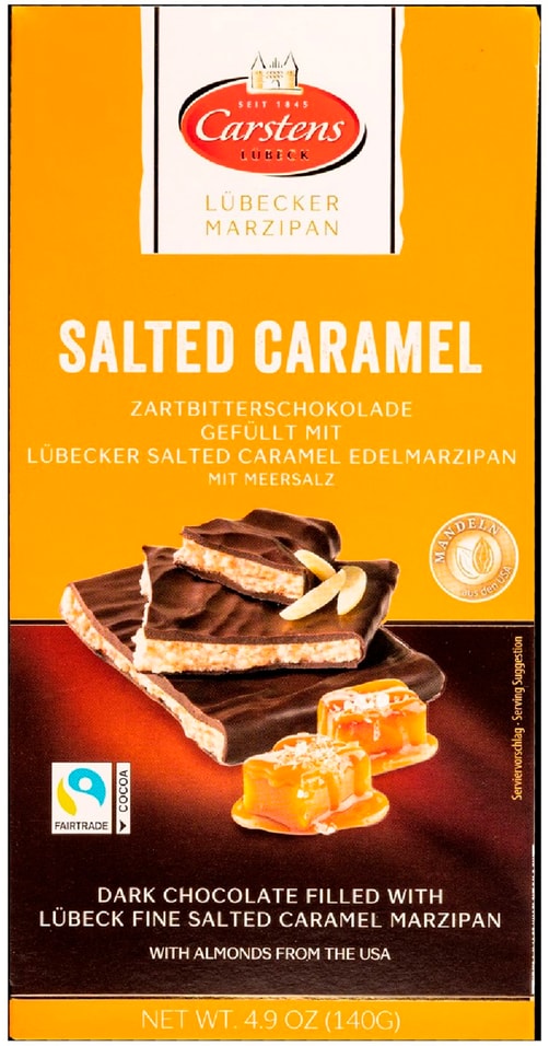 Шоколад темный Carstens марципан-соленая карамель 140г
