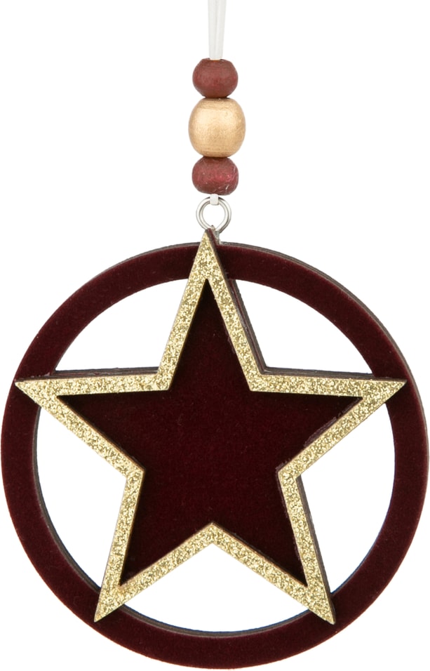 Украшение новогоднее Magic Time Темно-бордовая звезда 7.9*8.3*0.8см