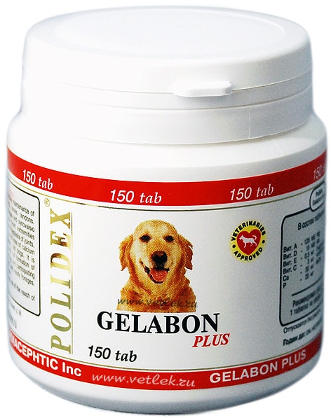 Витамины для собак Polidex Gelabon plus укрепление связок и суставов 150 таблеток
