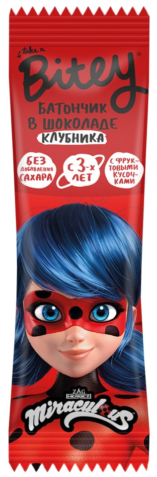 Батончик Take a Bitey в шоколаде с кусочками фруктов Клубника 35г 65₽