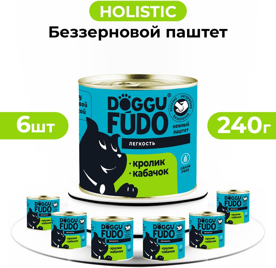 Влажный корм для собак Doggufudo Кролик с кабачком 6240г 739₽