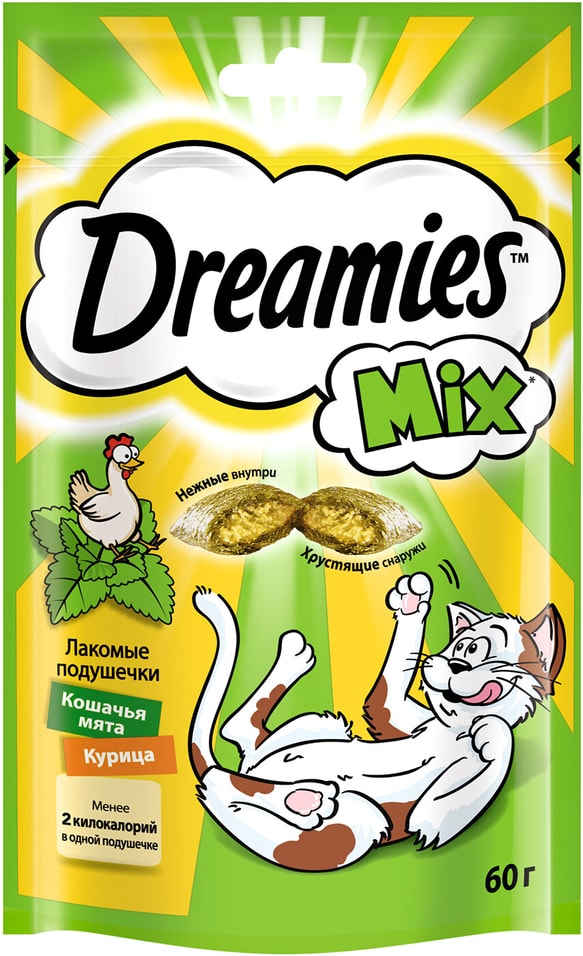 Лакомство для кошек Dreamies Mix с курицей и кошачьей мятой 60г