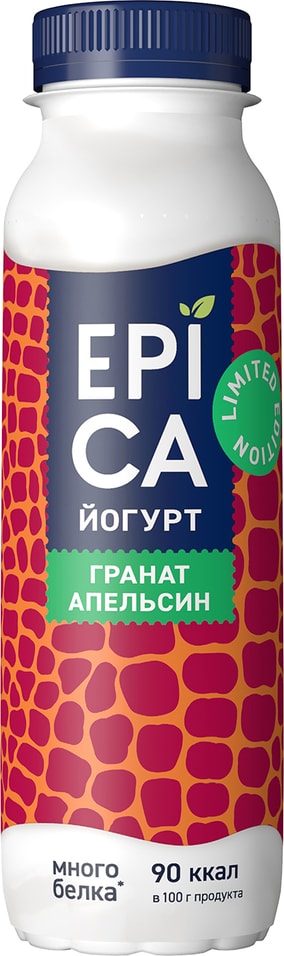 Йогурт питьевой Epica Гранат-апельсин 25 260г 79₽