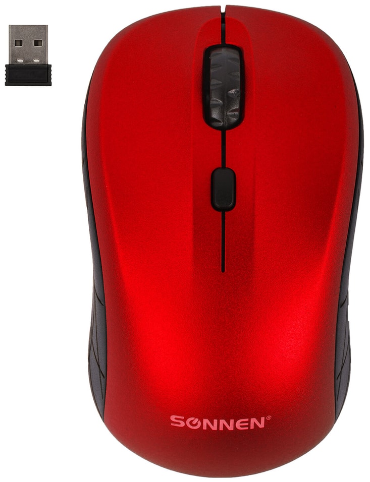 Мышь беспроводная Sonnen V111 USB 800 1200 1600dpi 4 кнопки оптическая красная