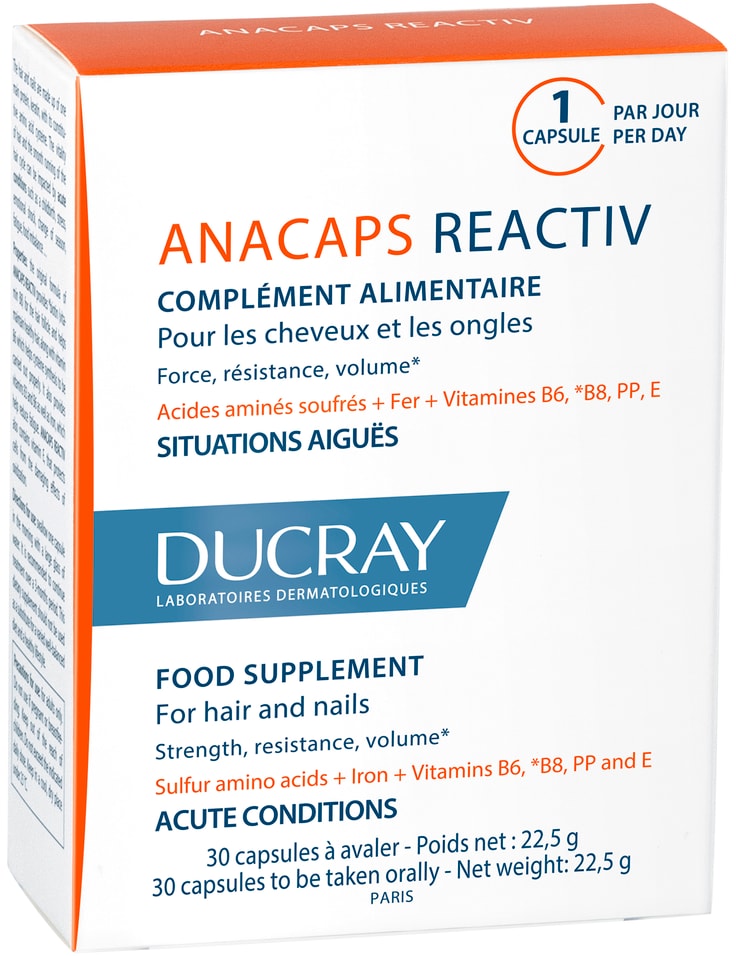 БАД Ducray Anacaps Reactiv для волос и кожи головы 30шт