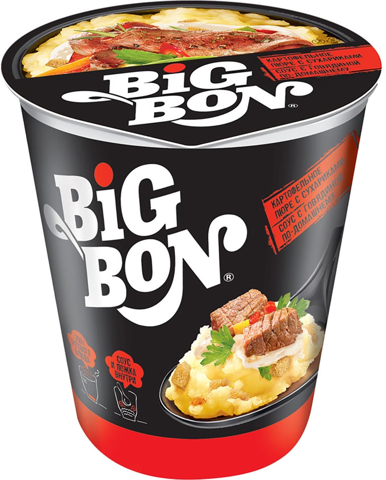 Картофельное пюре Big Bon с сухариками и соусом говядина по-домашнему 60г