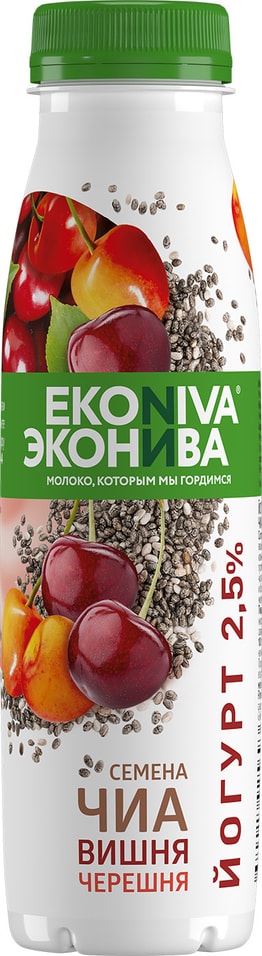 Йогурт ЭкоНива  Вишня черешня с семенами чиа 300г от Vprok.ru