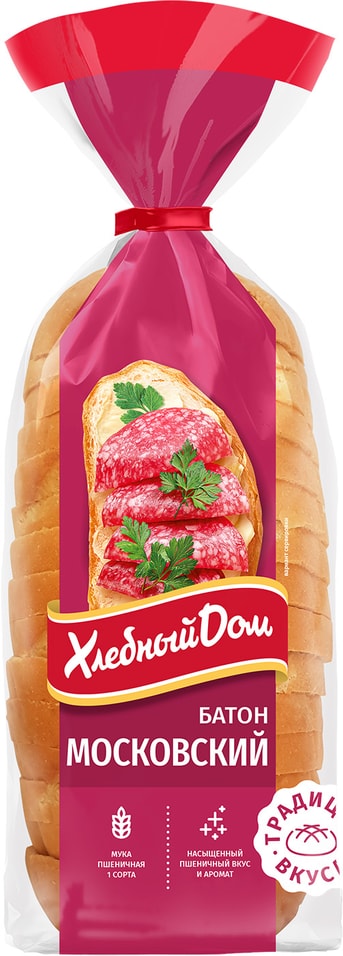 Батон Хлебный дом Московский 350г - Vprok.ru Перекрёсток