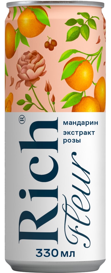 Напиток сокосодержащий Rich Fleur виноград лимон мандарин роза 330мл