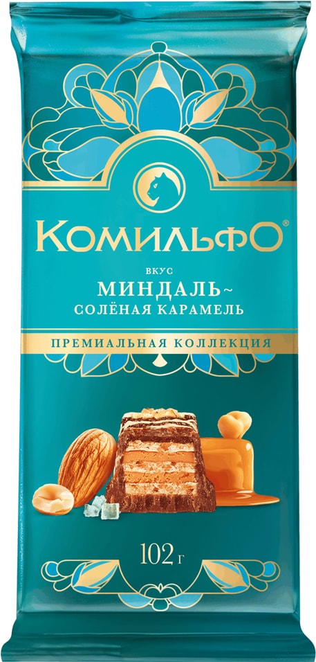 Шоколад Комильфо Миндаль-соленая карамель с вафлей 102г 170₽