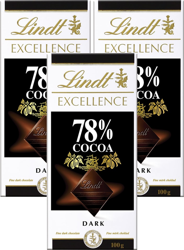 Шоколад Lindt Excellence какао 78 100г упаковка 3 шт 584₽