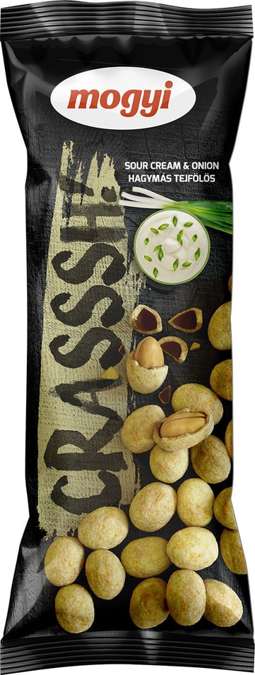 Арахис Mogyi Crasssh! в хрустящей оболочке со вкусом Лука и Сметаны 60г