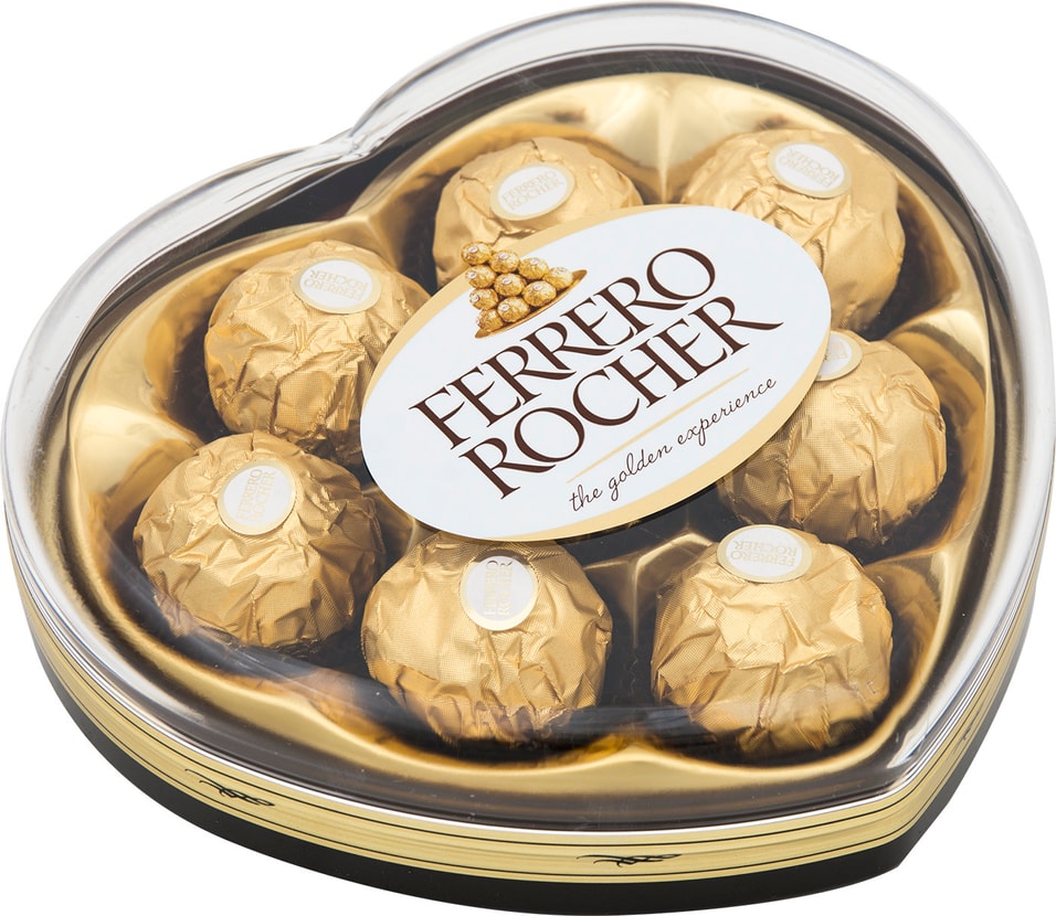Конфеты Ferrero Rocher хрустящие из молочного шоколада сердце 100г