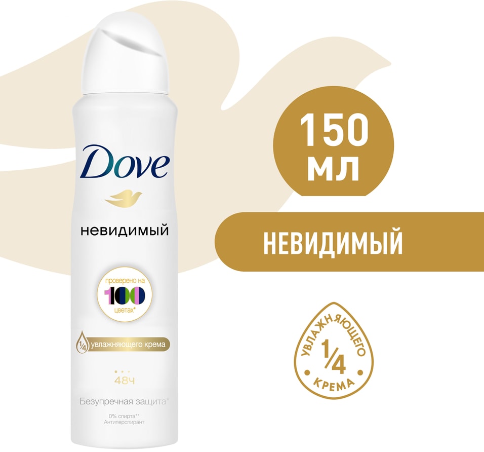 Антиперспирант-дезодорант Dove аэрозоль невидимый Безупречная защита с 1/4 увлажняющего крема 150мл