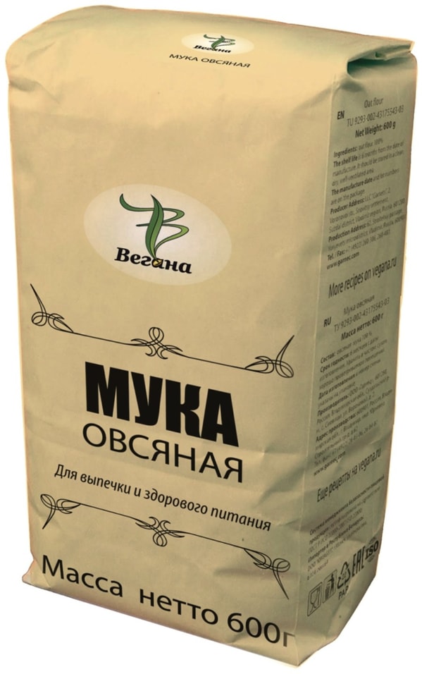 Мука Вегана Овсяная 600г