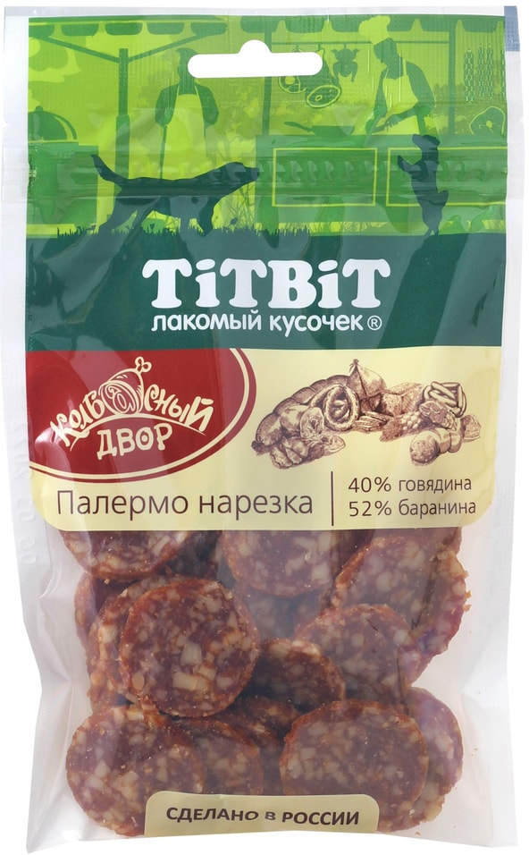 Лакомство для собак TiTBiT Колбасный двор Нарезка Палермо 80г (упаковка 3 шт.)