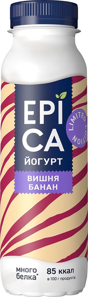 Йогурт питьевой Epica Вишня-банан 2.5% 260г от Vprok.ru