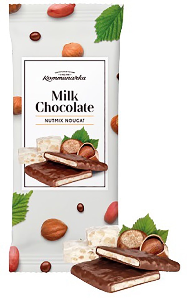 Шоколад молочный Коммунарка Milk Chocolate nutmix nougat с ореховой нугой 80г