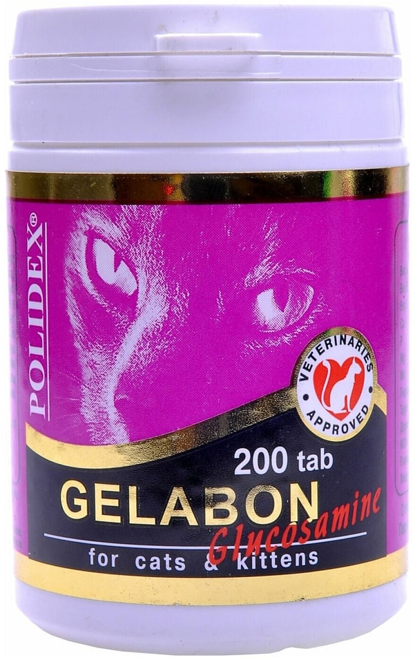Витамины для кошек Polidex Gelabon Glucozamine профилактика и лечение заболеваний суставов 200 таблеток