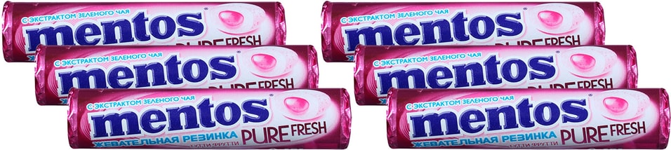 Жевательная резинка Mentos Pure Fresh Тутти Фрутти 15.5г (упаковка 6 шт.) от Vprok.ru