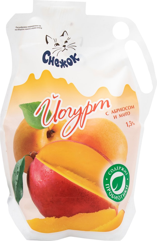 Йогурт питьевой Снежок Абрикос и манго 1.5% 900г