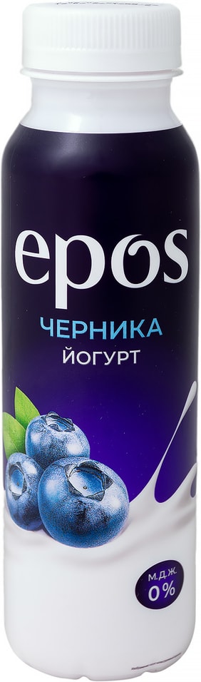 Йогурт питьевой Epos с черникой обезжиренный 250г от Vprok.ru