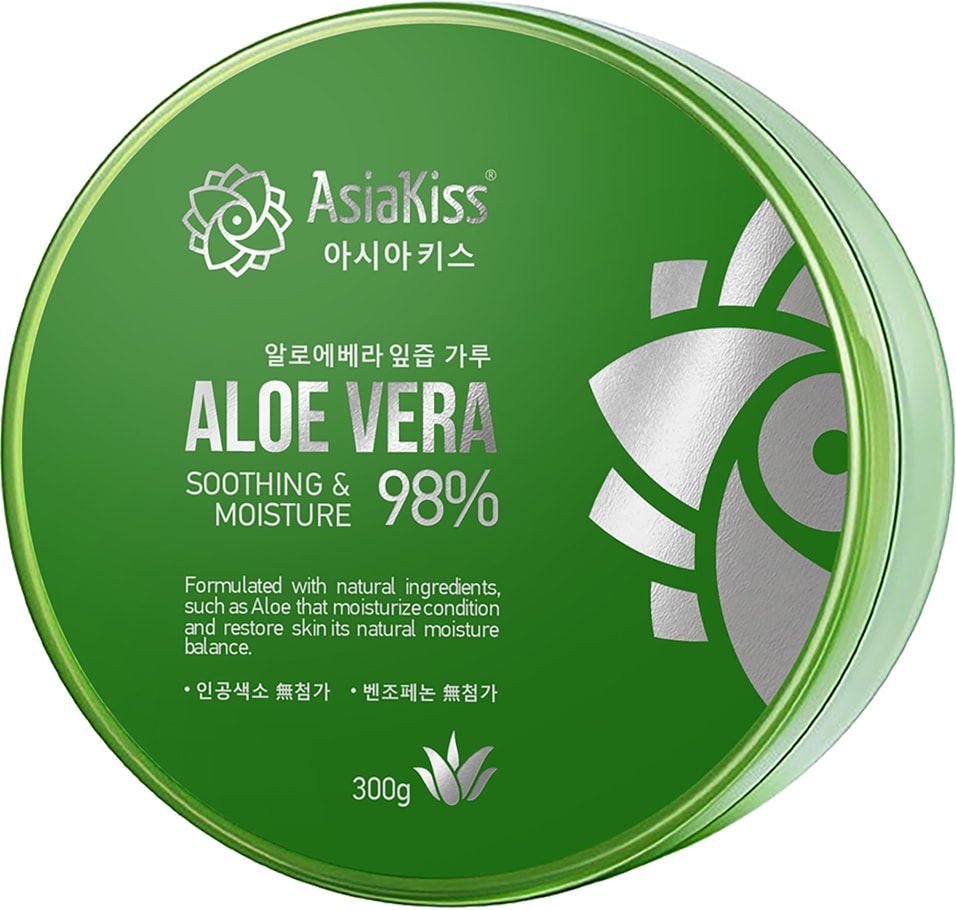Гель для лица и тела AsiaKiss soothing gel aloe vera увлажняющий и успокаивающий с алоэ 300мл