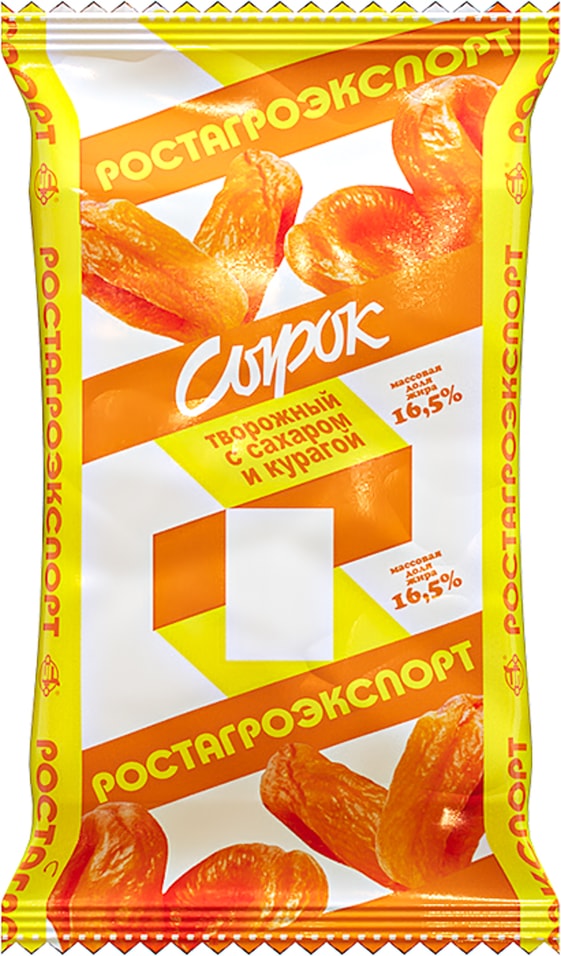 Сырок творожный РостАгроЭкспорт с сахаром и курагой 16.5% 90г