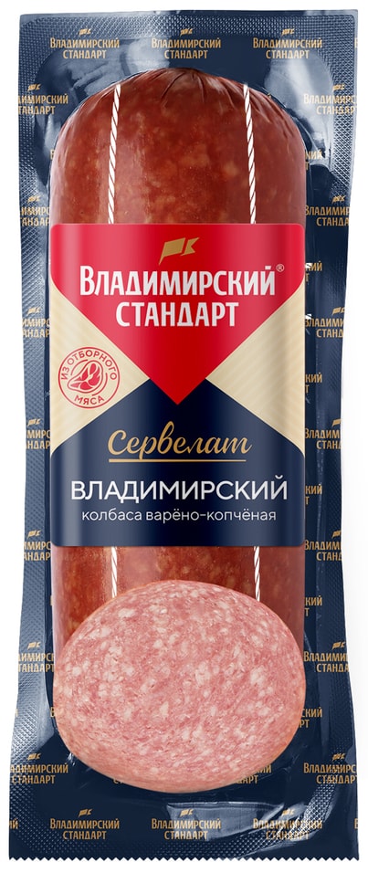 Колбаса Владимирский Стандарт Сервелат Владимирский варено-копченый 350г 189₽