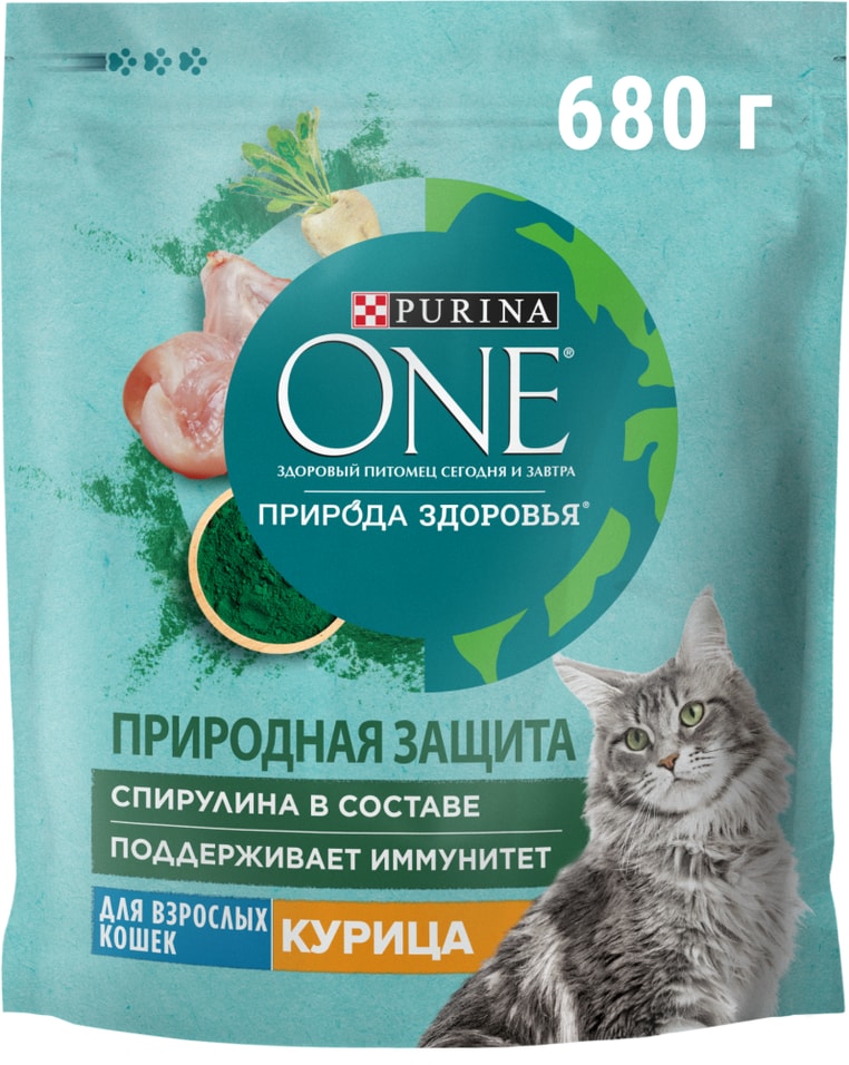 Сухой корм для кошек Purina ONE Природа здоровья с курицей 680г 349₽