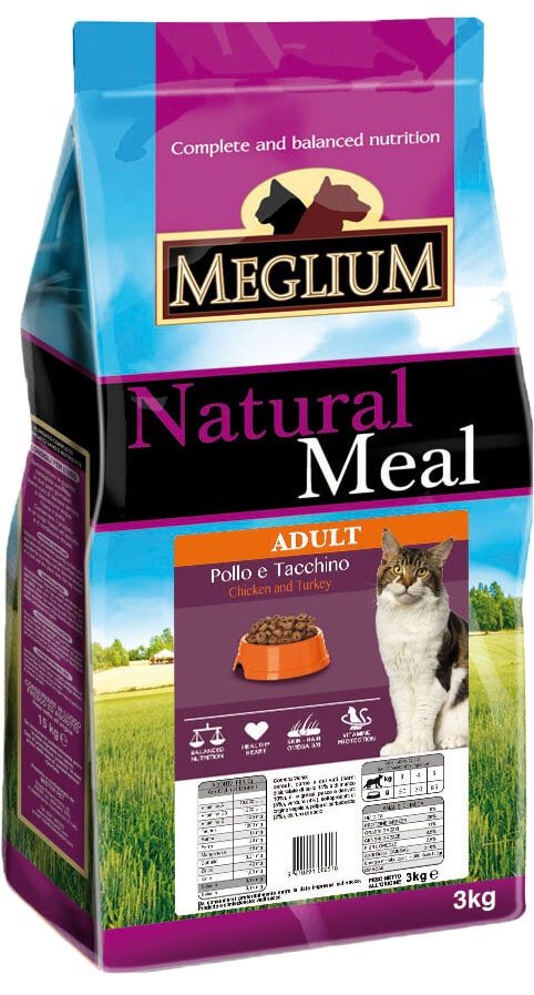 Сухой корм для привередливых кошек Meglium Adult Курица и Индейка 3кг