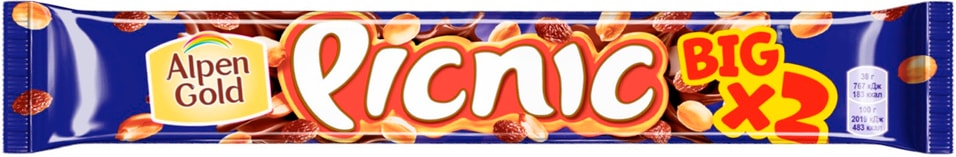 Шоколадный батончик Picnic Big 76г Доставим до двери 80₽