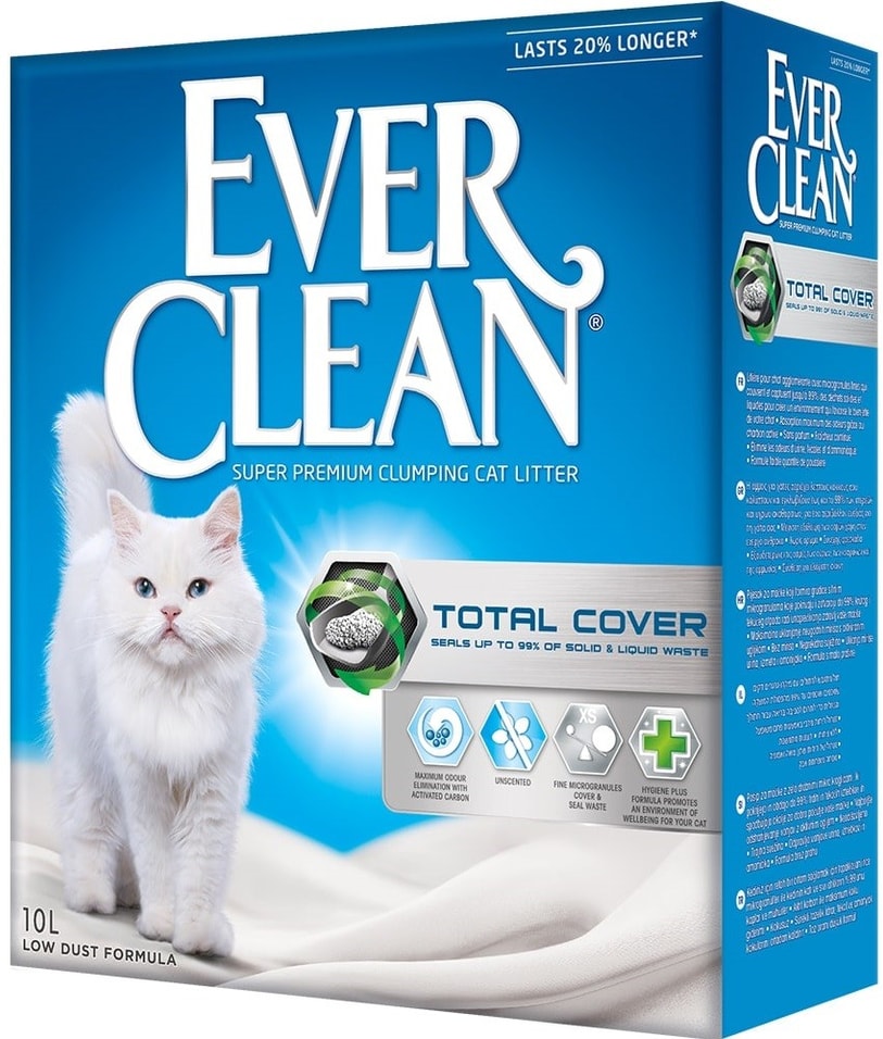 Наполнитель для кошачьего туалета Ever Clean Total Cover с микрогранулами двойного действия 10л