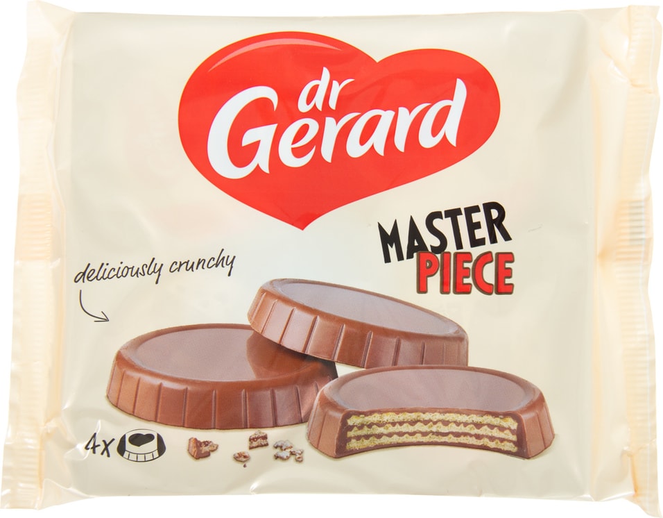 Вафли DrGerard в молочном шоколаде с какао-кремом и ореховым кремом 114г