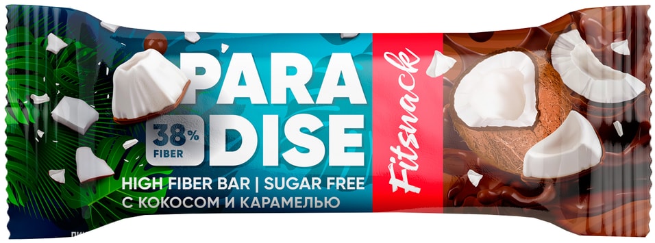 Батончик Fitsnack глазированный Paradise Кокос-Карамель 45г 60₽