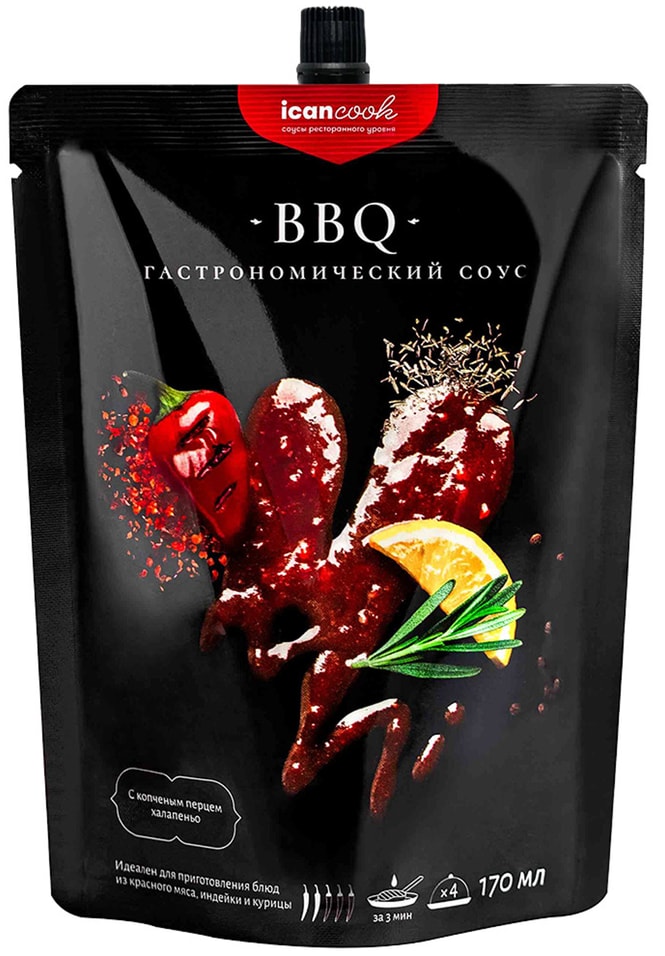 Cоус icancook Барбекю с копченым перцем халапеньо 170мл