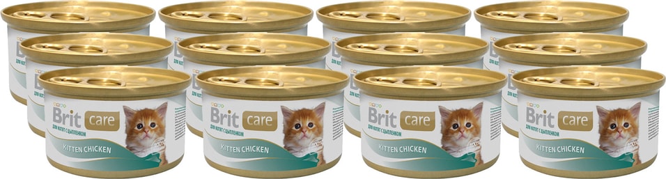 Влажный корм для кошек Brit care Цыпленок для котят 80г (упаковка 48 шт.)