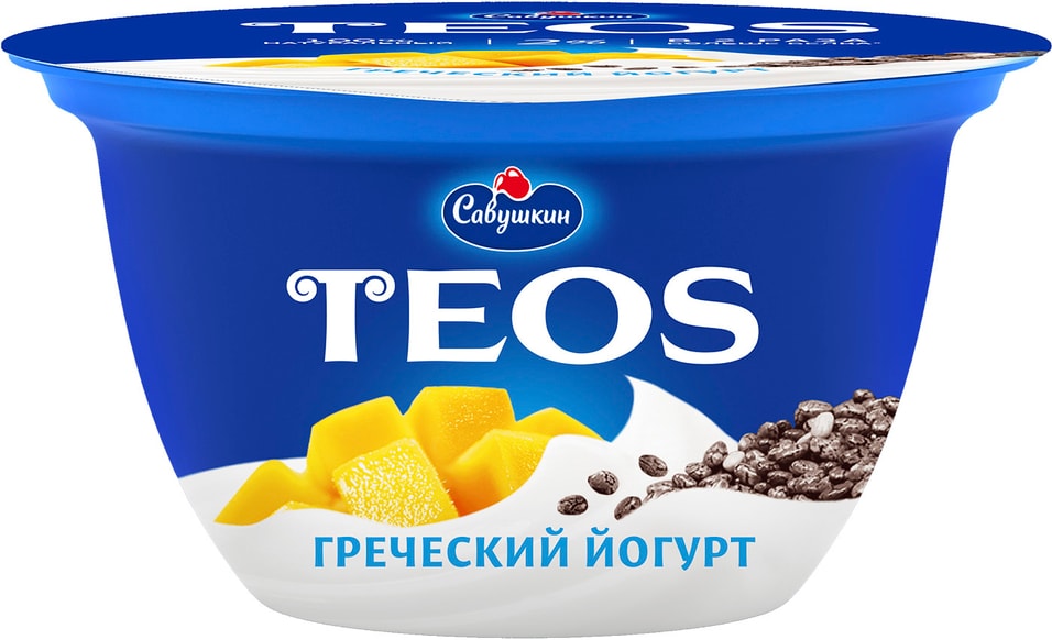 Йогурт Савушкин Греческий Манго-Чиа 2% 140г