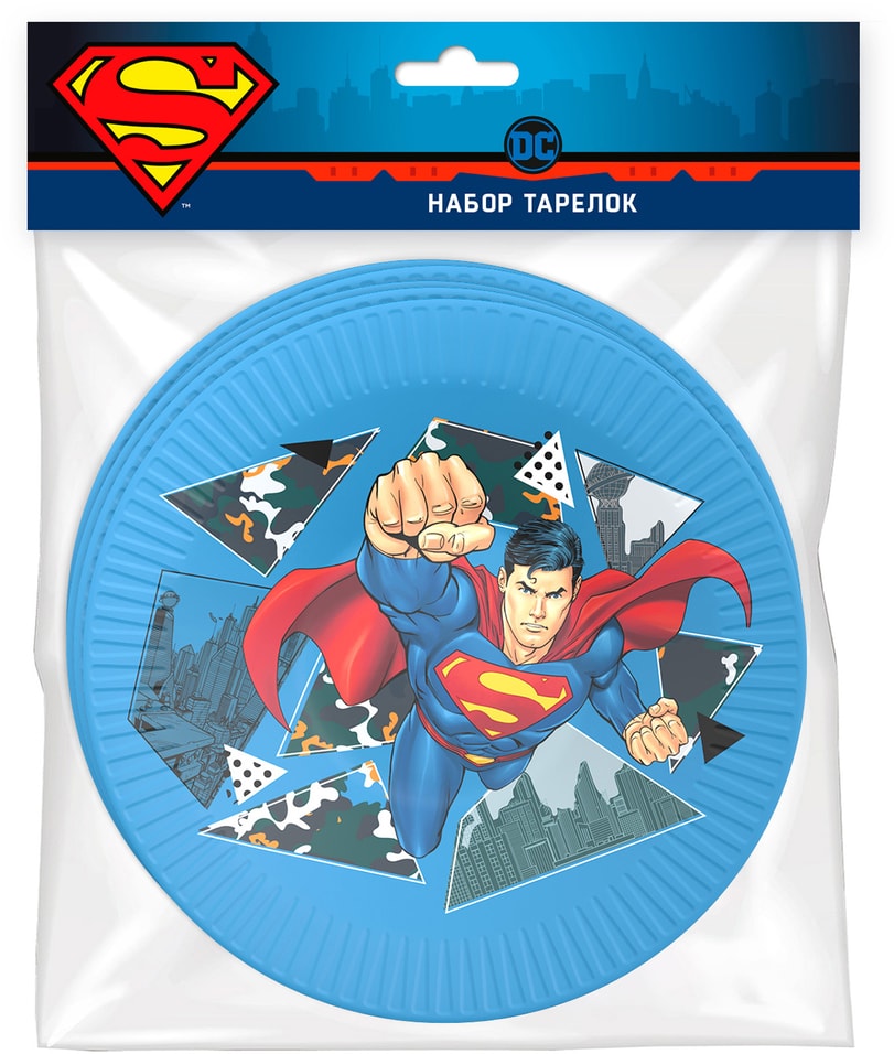Набор бумажных тарелок ND Play Superman 180мм 6шт от Vprok.ru