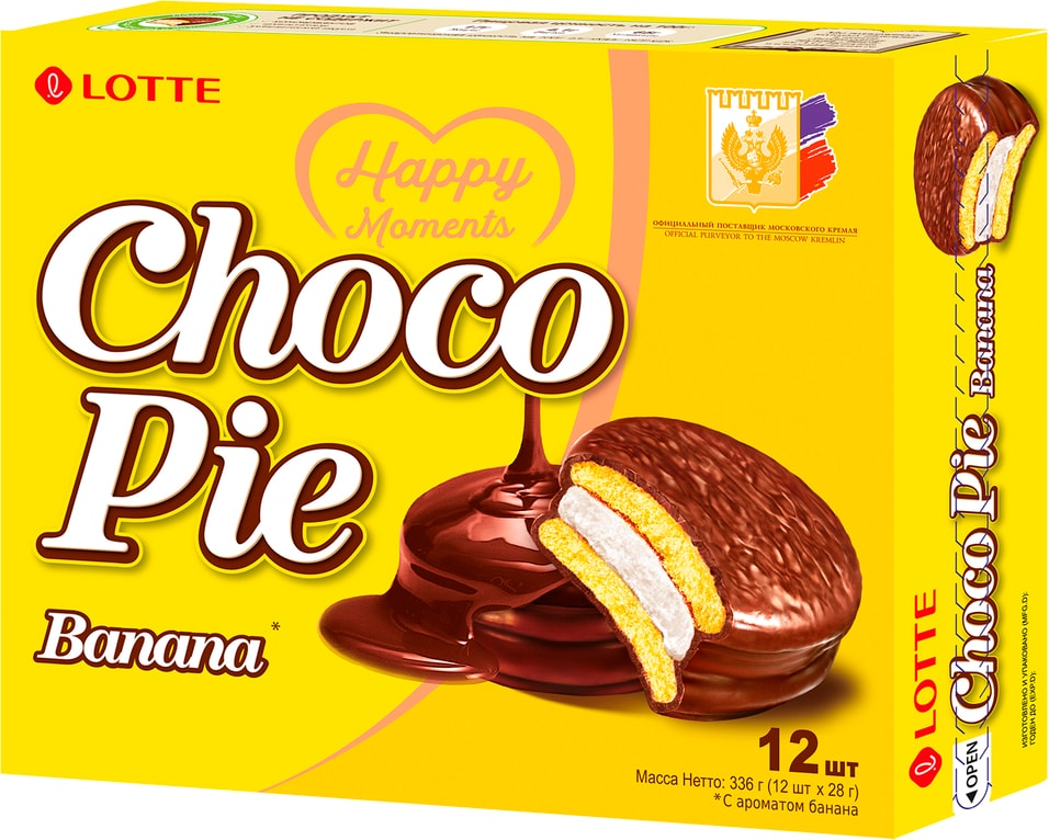 Печенье Lotte Choco Pie Banana в глазури 12шт*28г