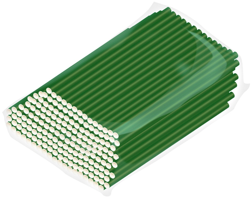 Трубочки бумажные Gratias зеленые 200шт