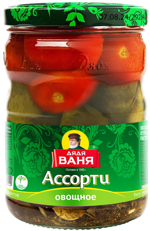Ассорти овощное Дядя Ваня маринованное Огурцы и томаты 950г