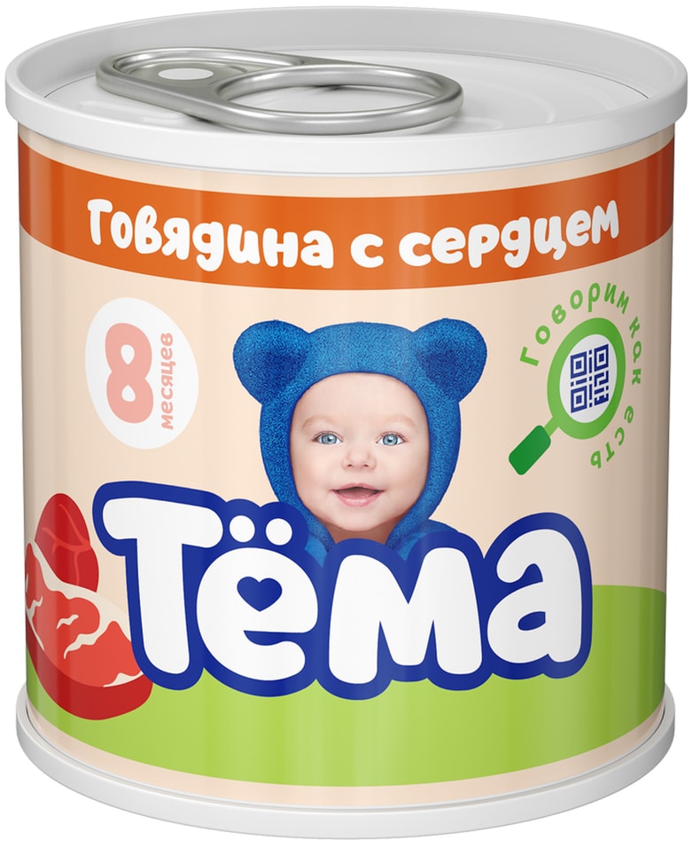 Мясное пюре Тема Говядина с сердцем с 8 месяцев 90г 108₽