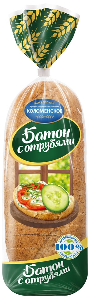 Хлеб Коломенское Батон с отрубями в нарезке 300г от Vprok.ru