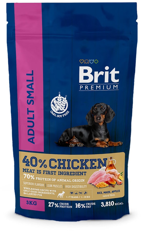 Лакомство для собак Brit Premium Dog Adult Small с курицей 3000г