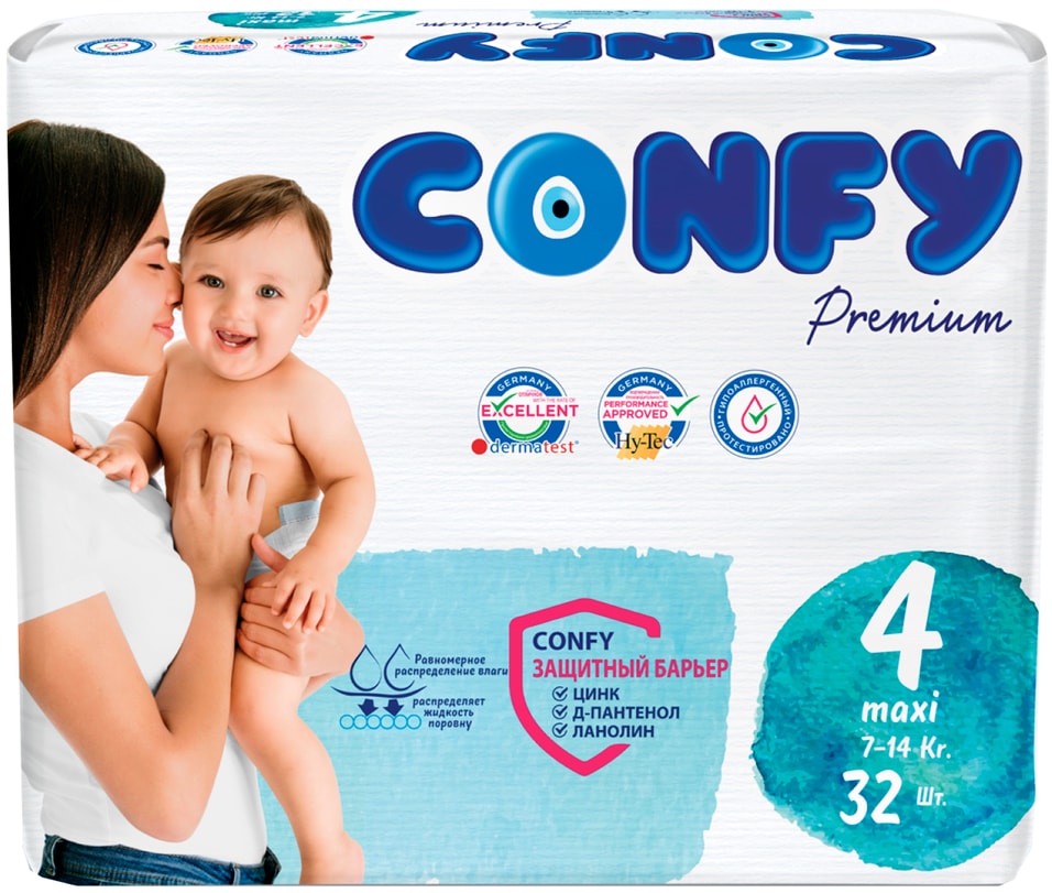 Подгузники Confy Premium Размер 4 7-14кг 32шт